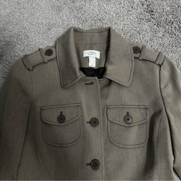 Ann Taylor LOFT Safari Suit Set Taupe Utility Chic Size 6 Workwear - Picture 5 of 16